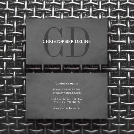 Modern Elegant Struktur Grått Monogram Consultant Visitkort