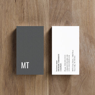 Modern Elegant Struktur Grått White Monogram Visitkort