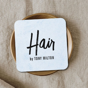 Modern Elegant Struktur LighBlue Bold Hair Stylist Fyrkantigt Visitkort