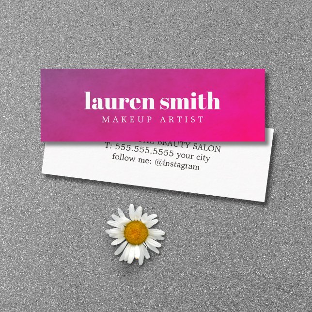 Modern Elegant Struktur Lila Rosa Makeup Artist Mini Visitkort (Skapare uppladdad)