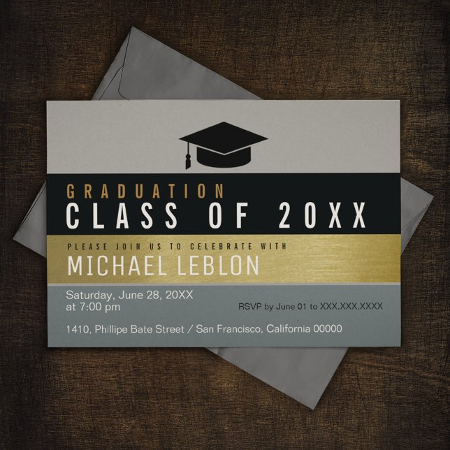 Modern Elegant Student. Grad Party Inbjudningar (elegant & stylish)