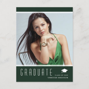 Modern Elegant Student Photo Grönt-meddelande Vykort
