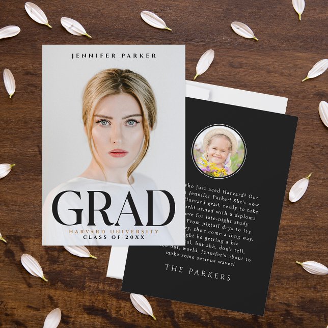 Modern Elegant Student Photo Porträtt Namn Black Meddelande (Skapare uppladdad)