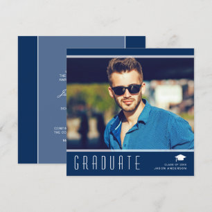 Modern Elegant Student Snyggt Photo Blue & White Meddelande