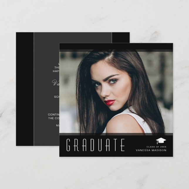 Modern Elegant Student Snyggt Photo Meddelande (Fram/baksida)