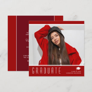 Modern Elegant Student Snyggt Photo Red & White Meddelande