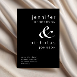 Modern Elegant Svart Ampersand Typografi Bröllop Spara Datumet