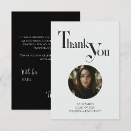 Modern elegant svart fet typsnitt Examenshögtid Tack Kort