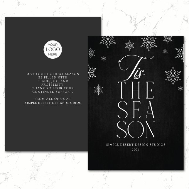 Modern Elegant Svart Jul Högtid Affär Julkort (Elegant modern minimalist christmas holiday business greeting card for corporate clients partners)