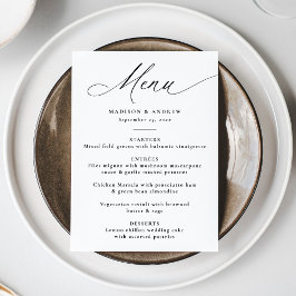Modern Elegant Svart Kalligrafi Bröllop Meny
