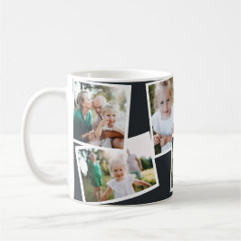 Modern elegant, svart multifotofamilj kaffemugg