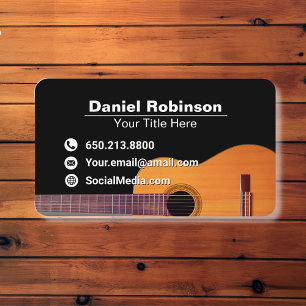 Modern Elegant Svart Musik Gitarr Visitkort
