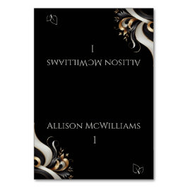 Modern Elegant Svart och Guld Vegetarisk Bordsnummer