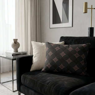 Modern Elegant Svart och Ljus Rosa Mönster Prydnadskudde