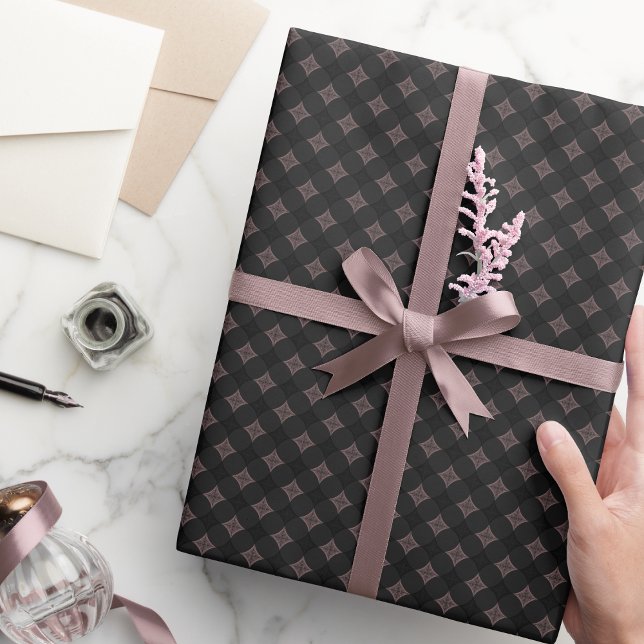 Modern Elegant, svart och Ljusa rosa Mönster Presentpapper (Skapare uppladdad)