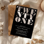 Modern Elegant, svart och vit fetstil Inbjudningar<br><div class="desc">Modern 21:a födelsedagsinbjudan med elegant med fet typografi och minimal design.</div>