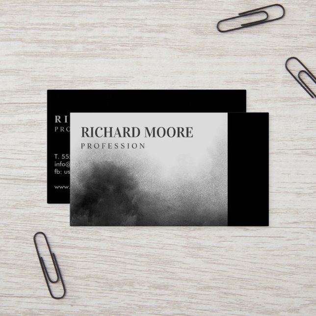Modern Elegant, svart och vit liggande Abstrakt Visitkort (Fram/Back In Situ)