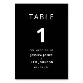 Modern Elegant, svart och vit, minimalistisk Bröll Bordsnummer