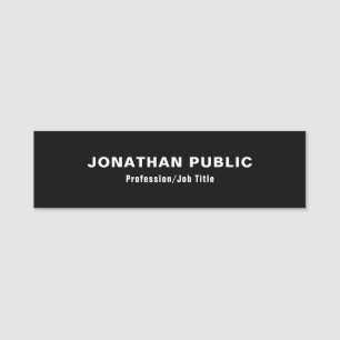 Modern Elegant, svart och vit, minimalistisk mall Namnbricka