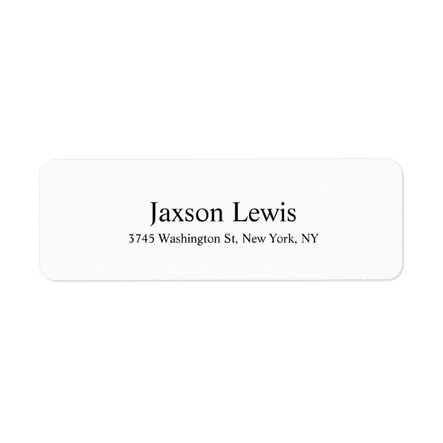 Modern Elegant, svart och vit, rättfram text Returadress Etikett (Framsidan)
