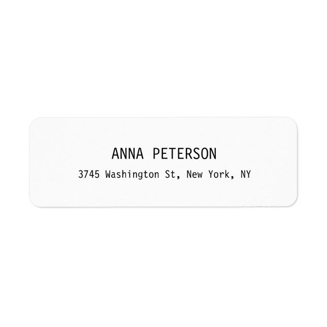 Modern Elegant, svart och vit Snyggt Returadress Etikett (Framsidan)