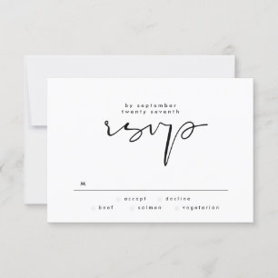 Modern Elegant, svart och vit text Bröllop OSA Kort