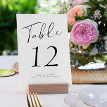 Modern elegant svart och vitt bröllop bordsnummer<br><div class="desc">Enkel elegant, minimalistisk klassisk, svart kalligrafskript för bröllopsmottagning, personlig för vitt bord-kort. OBS! Om du vill beställa olika nummer måste du anpassa dem och placera dem i shoppingvagnen ett efter ett (ett kort utan 1, ett annat utan 2 osv.). Du kan ändra färg i text och bakgrund så att de...</div>