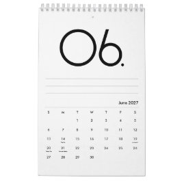 Modern Elegant Svart och Vitt Kalligrafi Kalender