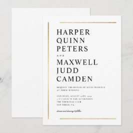 Modern Elegant Svart och Vitt Minimalistiskt Bröll Inbjudningar