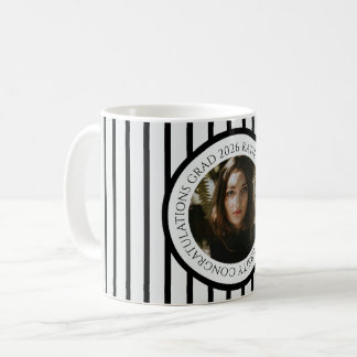 Modern elegant svart randig examen lyckönskningar kaffemugg