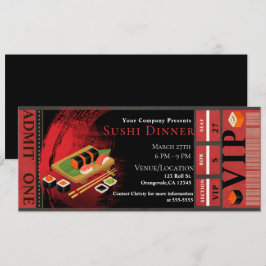Modern Elegant Svart & Röd Sushi VIP Middagskvälls Inbjudningar
