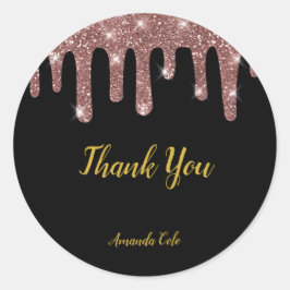 Modern Elegant Svart Rosguld Personlig Runt Klistermärke