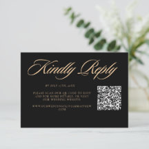 Modern Elegant Svart Script Bröllops QR-kod