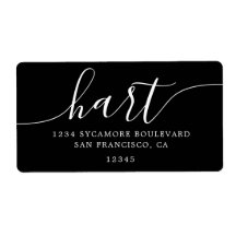 Modern Elegant Svart Skript Familj Returadress