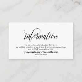 Modern Elegant, svart skript, vår Bröllop-informat Tilläggskort