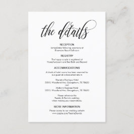 Modern Elegant, svart skript, vår Bröllop-informat Tilläggskort