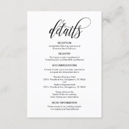 Modern Elegant, svart skript, vår Bröllop-informat Tilläggskort