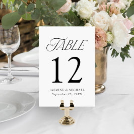 Modern Elegant Svart Typografi Bröllop Bordsnummer