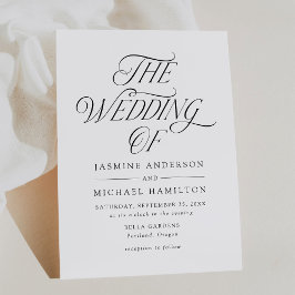 Modern Elegant Svart Typografi Bröllop Inbjudningar