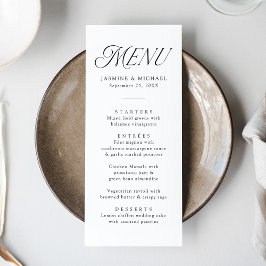 Modern Elegant Svart Typografi Bröllop Meny