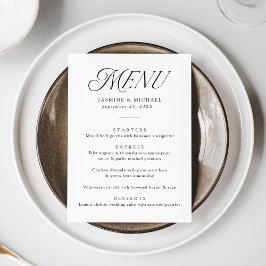 Modern Elegant Svart Typografi Bröllop Meny