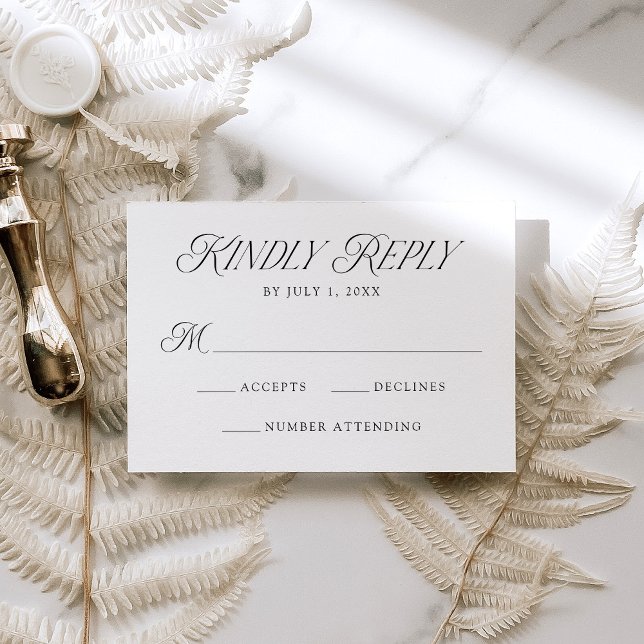 Modern Elegant Svart Typografi Bröllop OSA Kort (Skapare uppladdad)