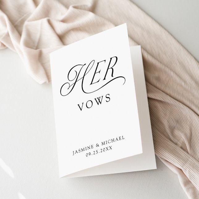 Modern Elegant Svart Typografi Hennes Bröllopslöft Kort (Skapare uppladdad)