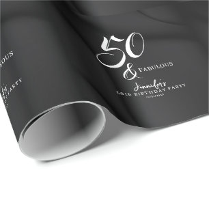 Modern Elegant Svart Vit Femtio Fantastisk Födelse Presentpapper