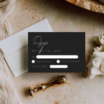 Modern Elegant Svart & Vitt Bröllop RSVP-kort