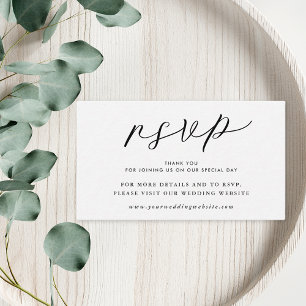 Modern Elegant Svart Vitt Bröllopswebbplats RSVP Tilläggskort