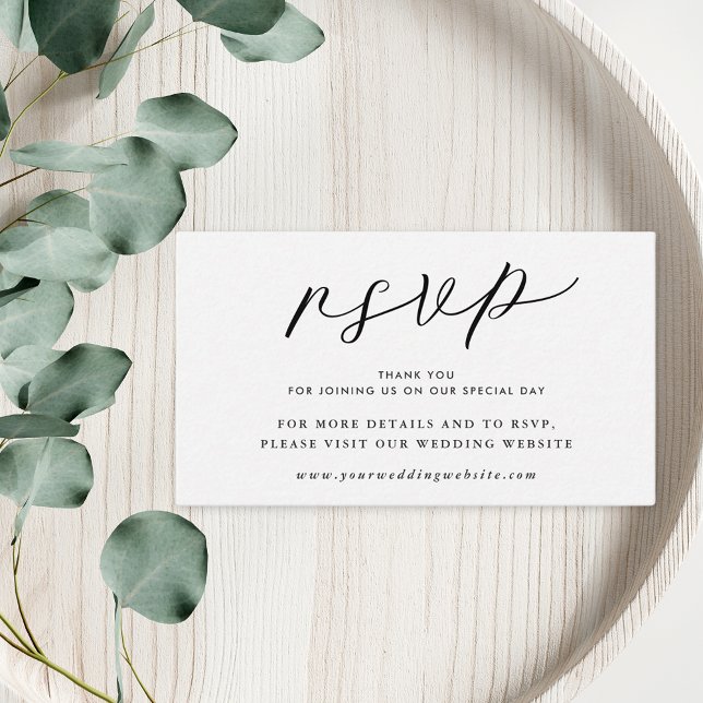 Modern Elegant Svart Vitt Bröllopswebbplats RSVP Tilläggskort (Skapare uppladdad)