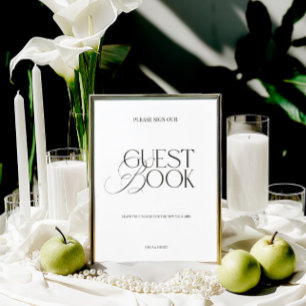 Modern Elegant Svart & Vitt Gästboksskrivelse