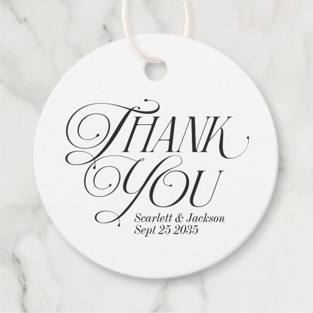 Modern Elegant - tack för Calligraphy-skript Gåvor Etiketter (Framsida)