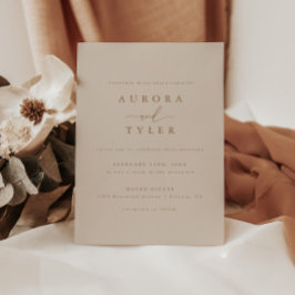 Modern Elegant Tan Bröllop Inbjudningar